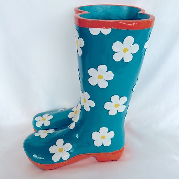 Gently Used Very Cute Ceramic Garden Planter Aqua Color Home Decor - Picture 3 of 9